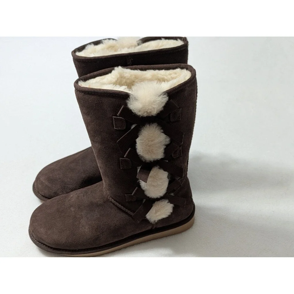 KOOLABURRA BY UGG VICTORIA TALL BROWN GRIZZLY SOFT SUEDE WOMEN'S BOOTS 9 NEW